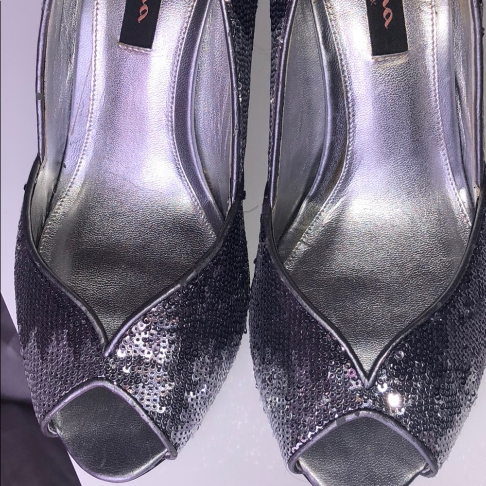 Silver Sequins Heels Nina